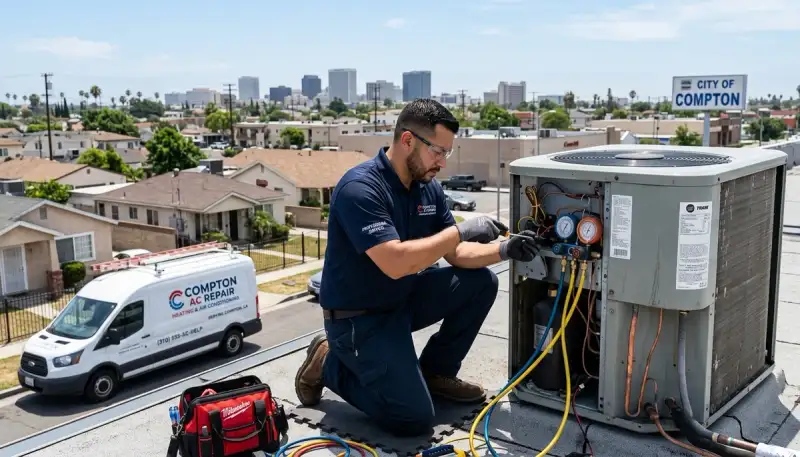HVAC technician providing professional AC repair service in Los Angeles, California