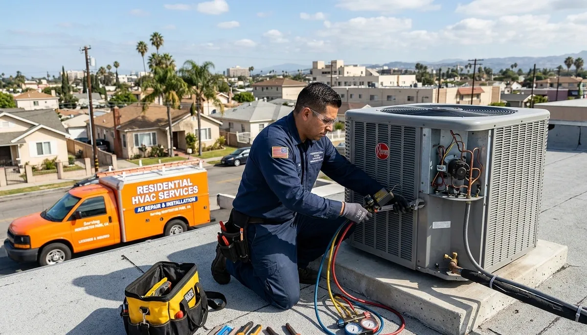 Professional HVAC technician providing AC repair service in Los Angeles, CA