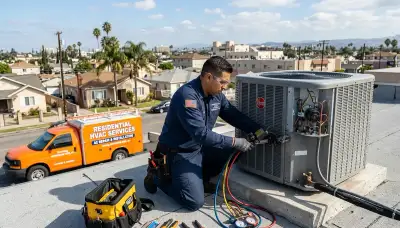 Professional HVAC technician providing AC repair service in Los Angeles, CA