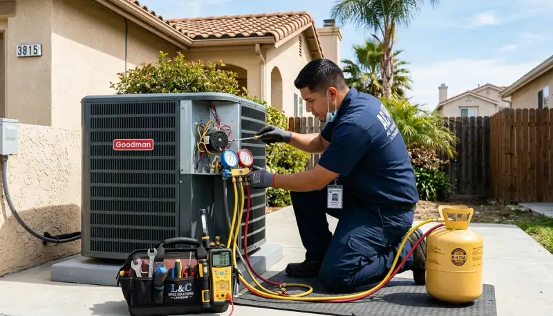 HVAC technician providing residential AC repair service in Los Angeles, CA