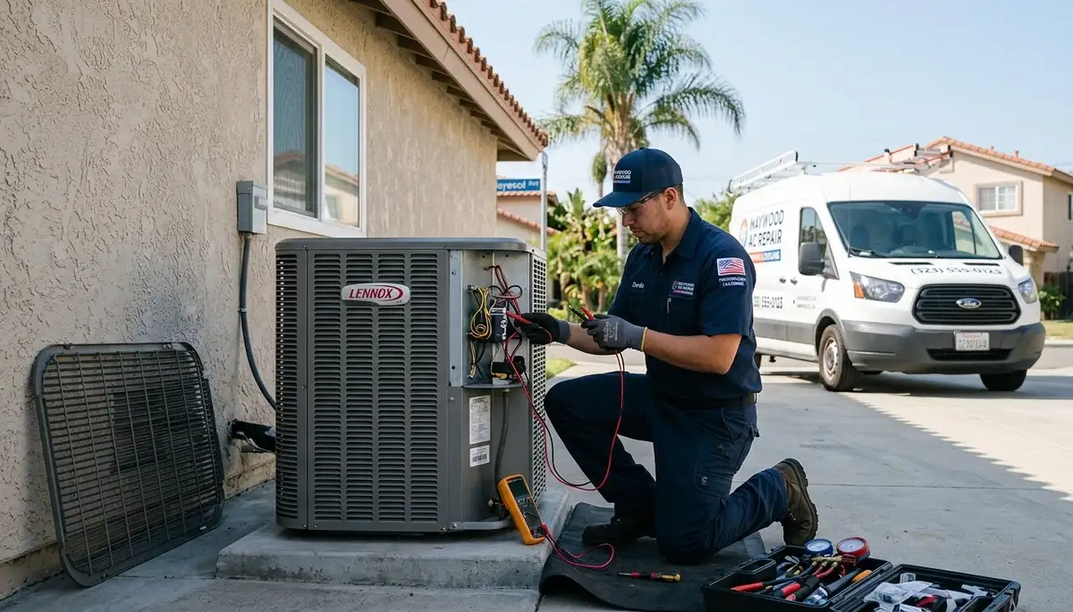 HVAC technician performing residential AC repair service in Los Angeles CA