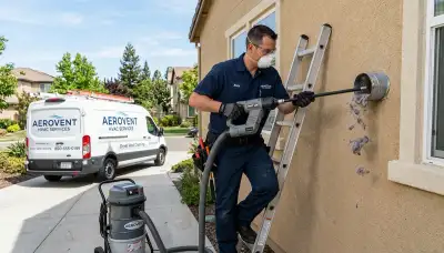 Technician providing professional dryer vent cleaning service in Los Angeles, CA
